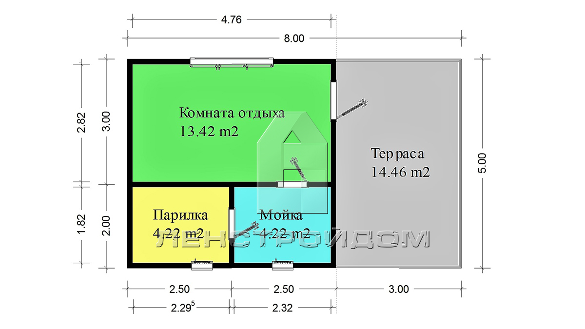 Планировка каркасной бани