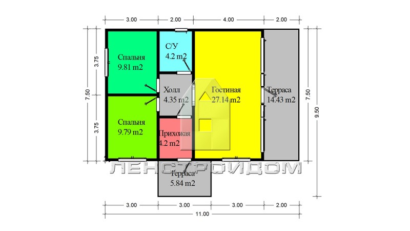 Каркасный финский дом 11х9,5 Сканди-Мини-Берген